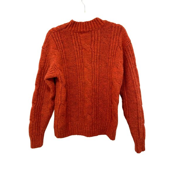 New Korner Cable Knit Pullover Sweater S/M Rust Acrylic Blend - Picture 3 of 4